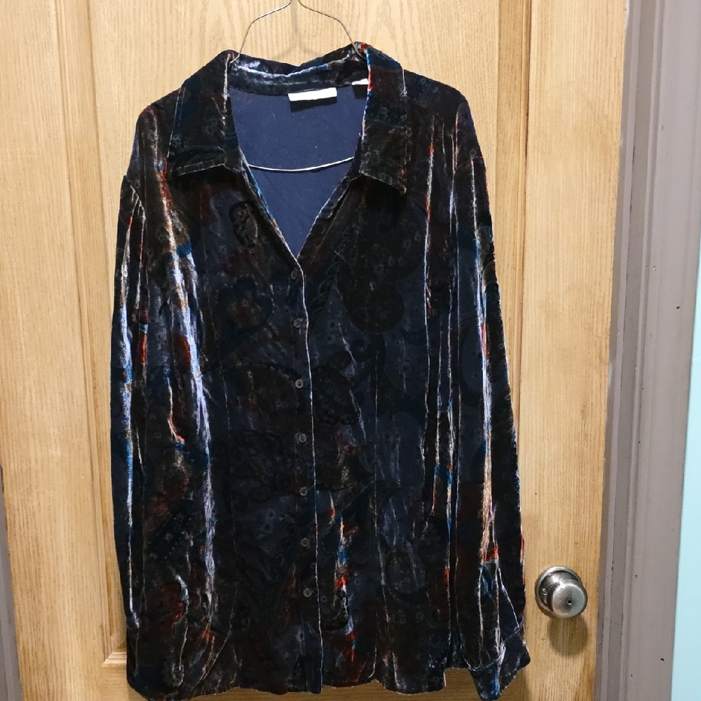 Coldwater Creek Men's Velvet Shirt Jacket - Multicolor